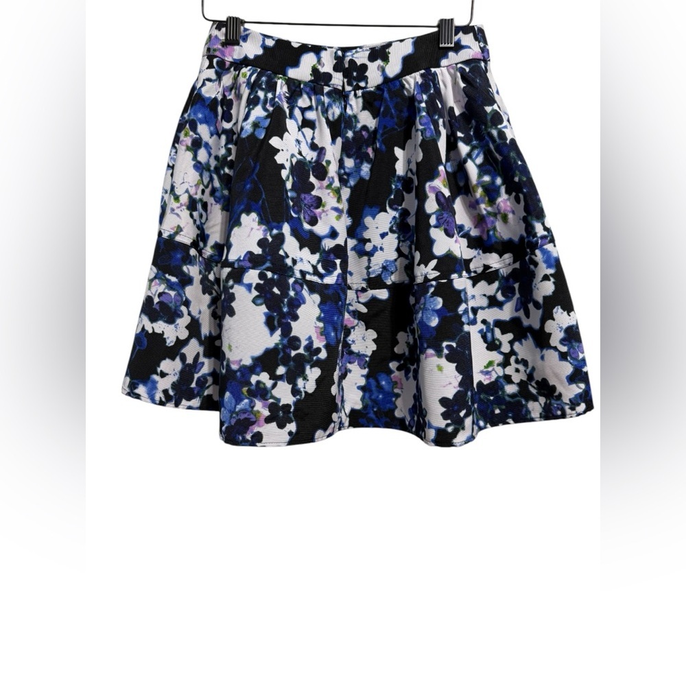 Express Floral Full Lined Mini Skirt | Multicolored Blue Purple | Size 2